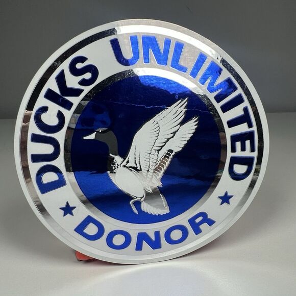 VTG Ducks Unlimited Donor Sticker Decal Silver Blue Bumper Window Hunter Gift - Picture 2 of 4